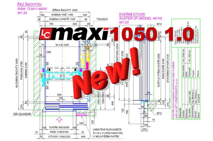 Zcela nový typ výtahu bez strojovny LC Maxi 1050